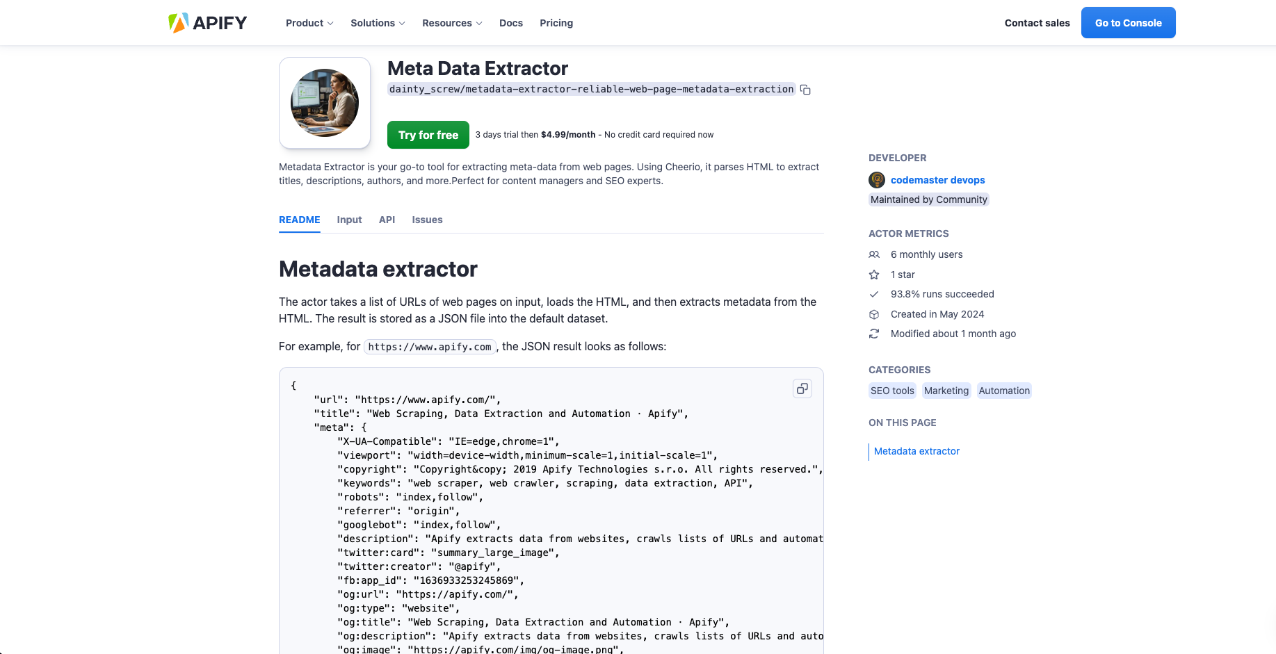 meta data scraper, meta data analysis